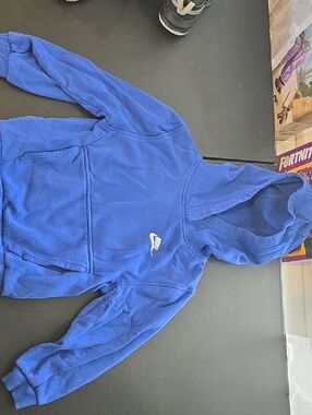 Nike Men's Royal Blue Zip-Up Hoodie with Embroidered Logo